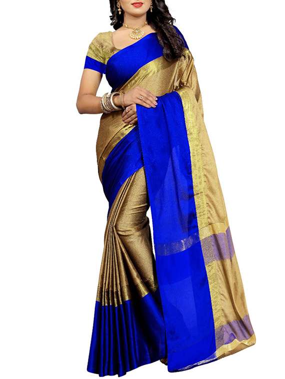 contrast border bhagalpuri saree with blouse - 15625078 - Zoom Image - 0