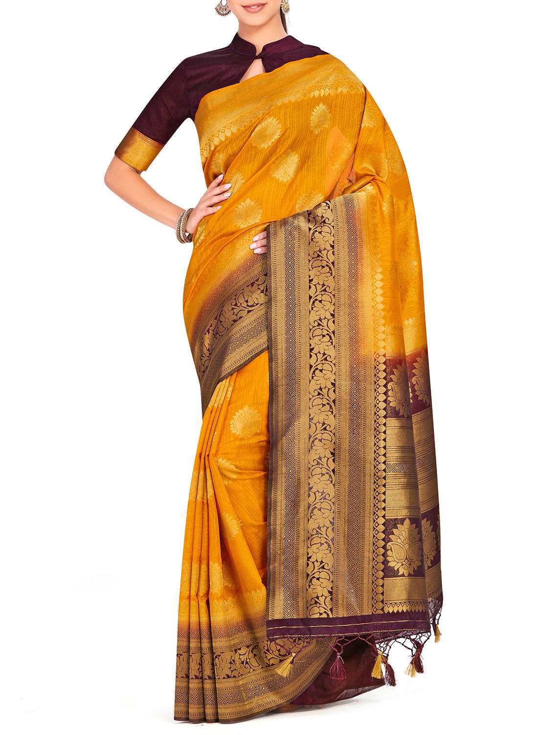 paisley zari motif kanjivaram saree with blouse