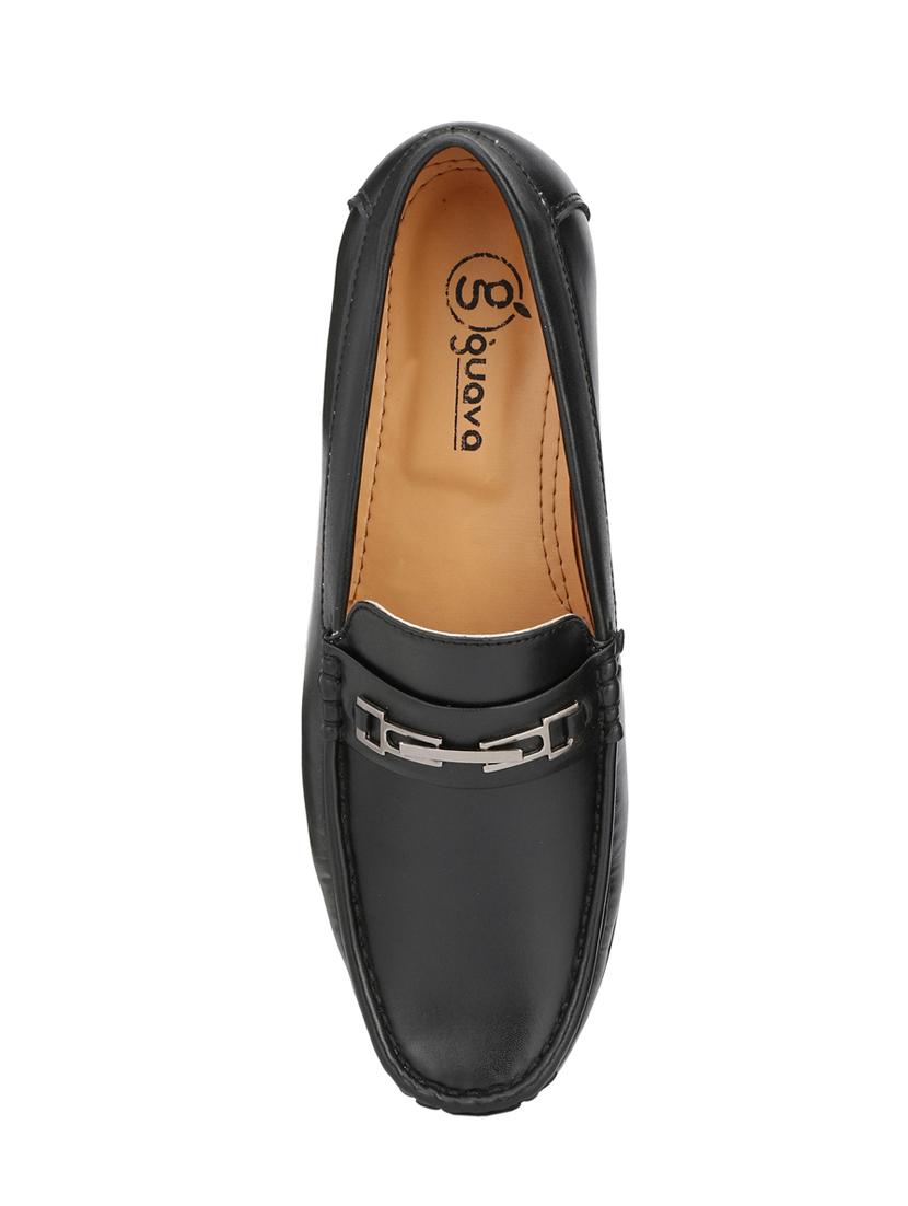 black leatherette slip on loafers - 15625671 - Standard Image - 3