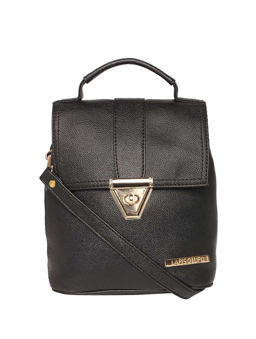 black leatherette (pu) fashion backpack