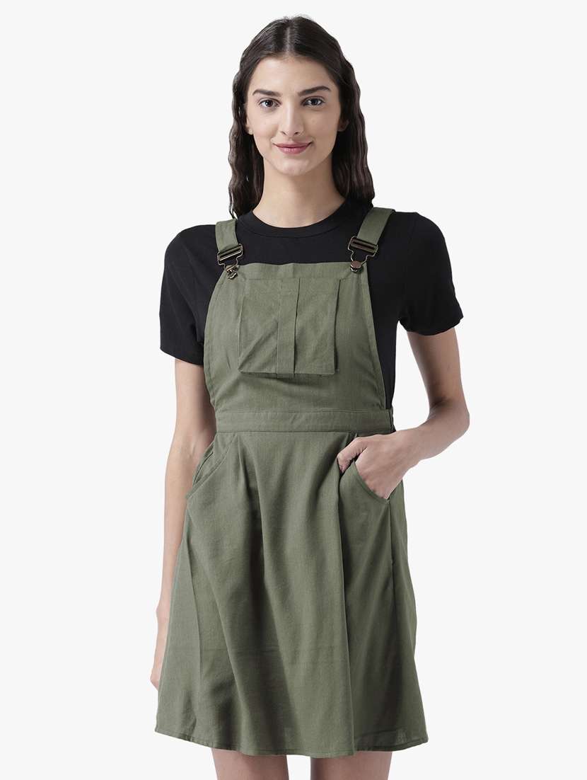 Buy online Pocket Detail Pinafore Dress from western wear for
