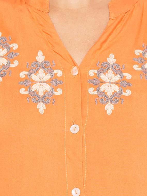 embroidered flared front placket kurta - 15628280 - Standard Image - 3