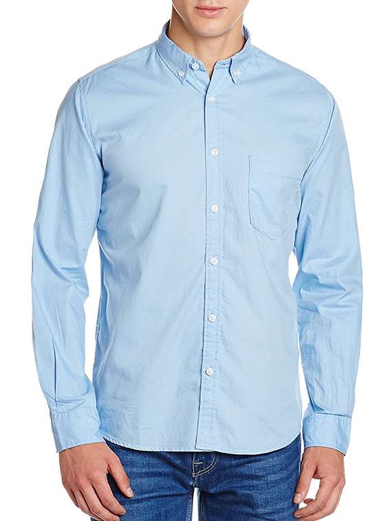 blue cotton casual shirt - 15628458 -  Zoom Image - 0