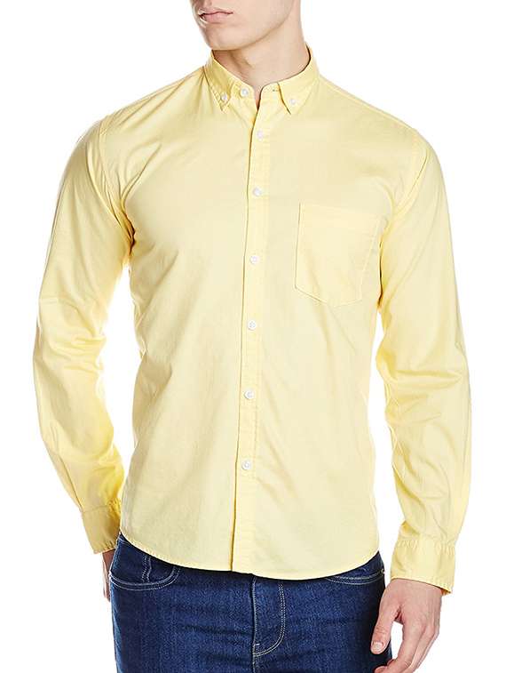 yellow cotton casual shirt - 15628459 -  Zoom Image - 0