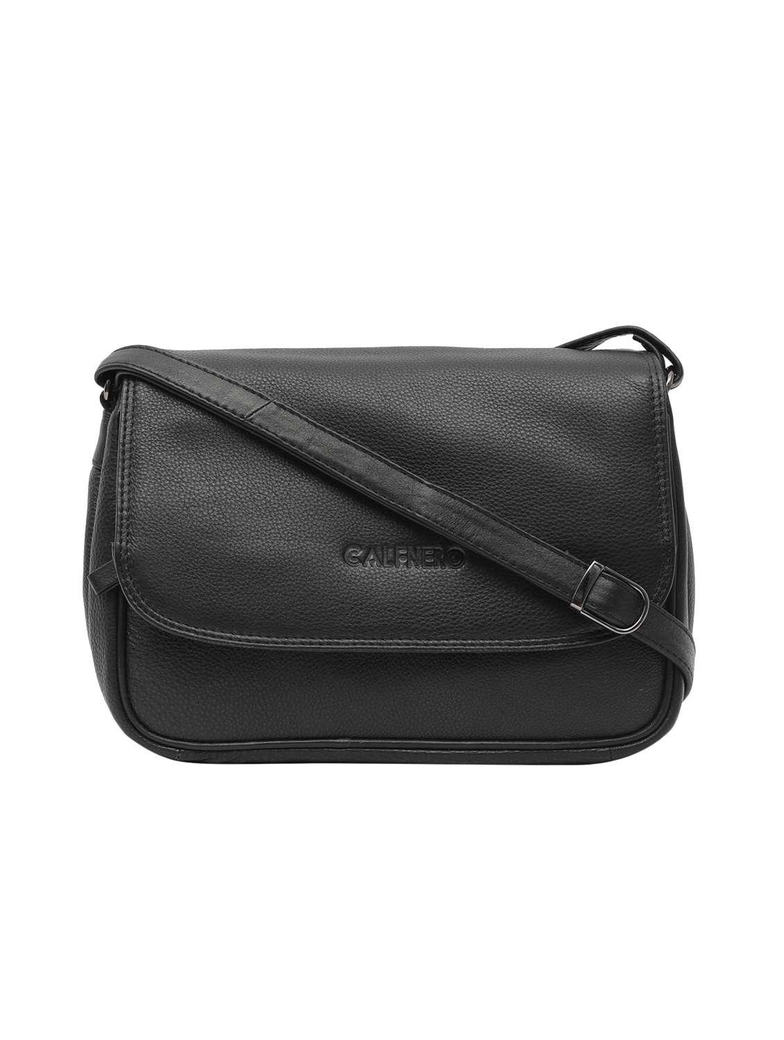 black solid regular sling bag