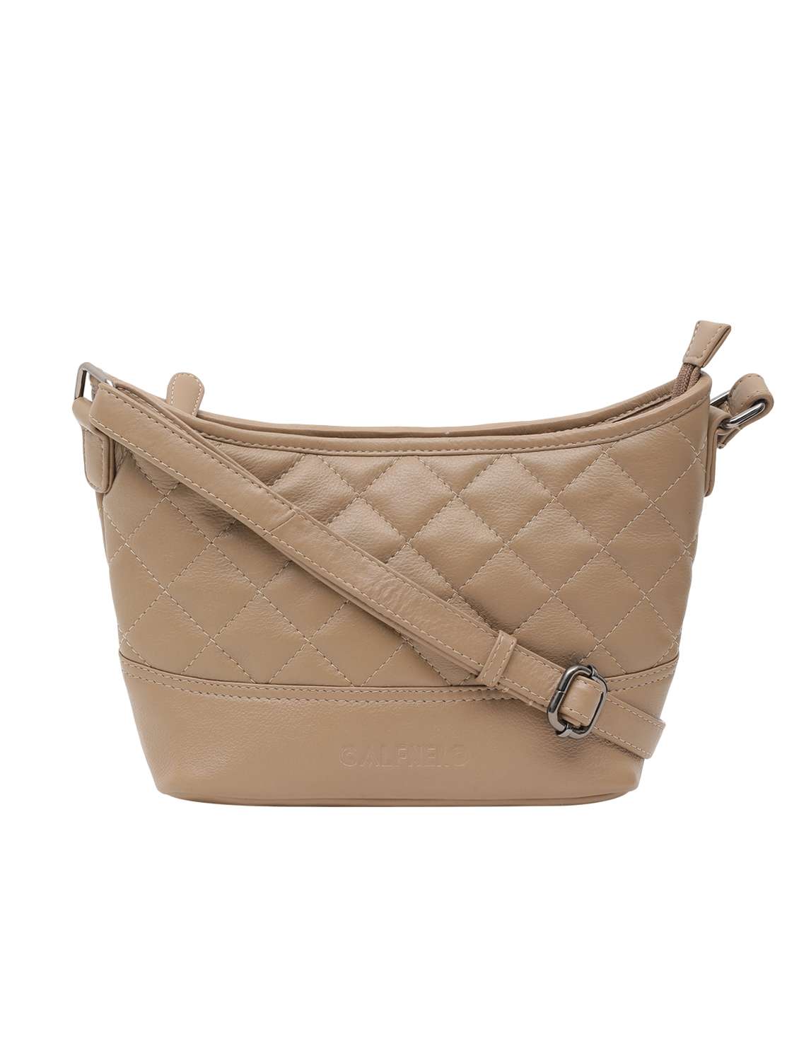 beige leatherette (pu) sling bag