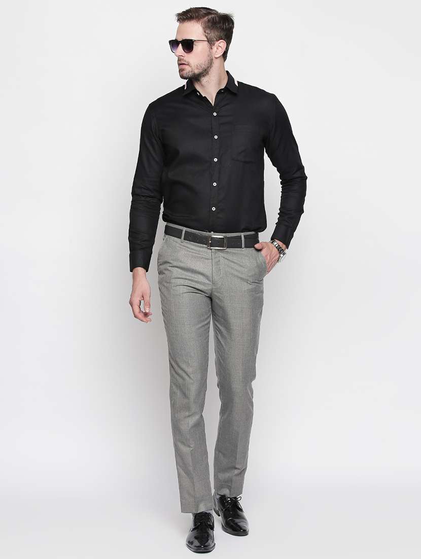 black cotton formal shirt - 15628992 -  Standard Image - 3
