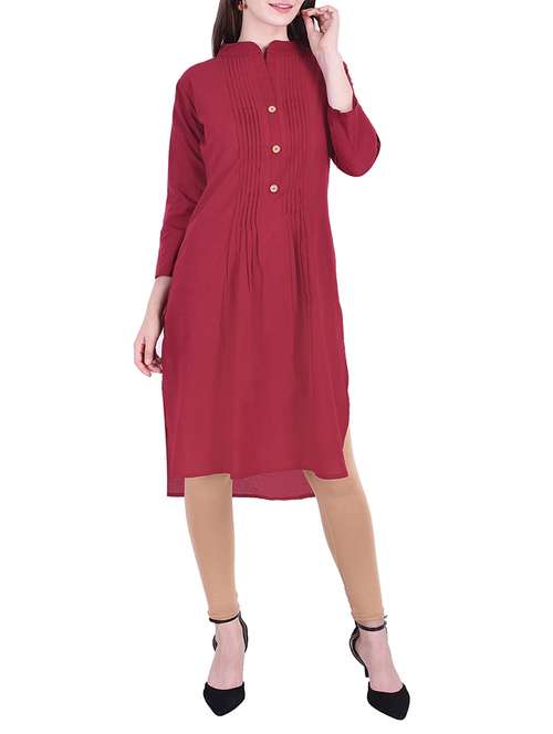 pintucks high low kurta - 15629537 -  Standard Image - 0