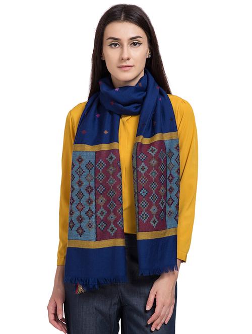 jacquard work woolen stole - 15630262 - Standard Image - 0
