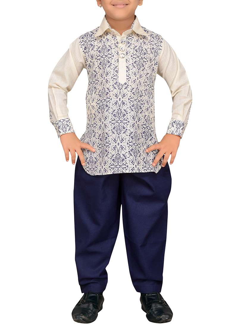 white cotton blend kurta set