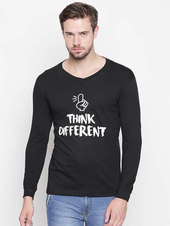 black cotton chest print t-shirt