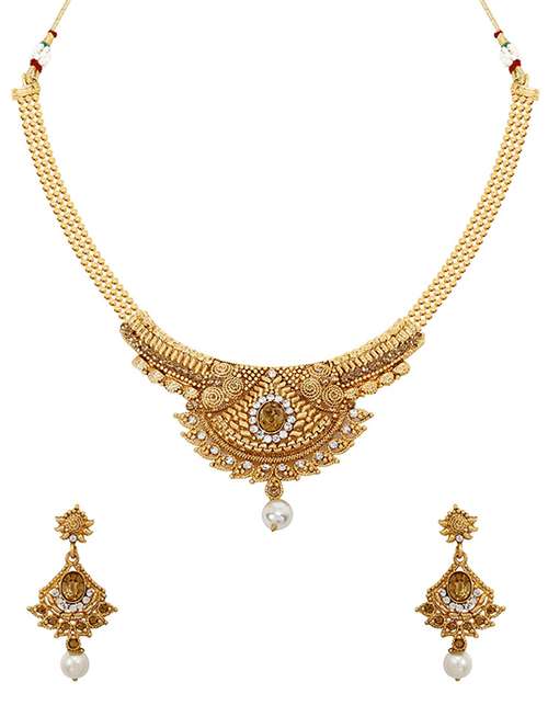 gold tone necklace & earrings set - 15641662 -  Standard Image - 0