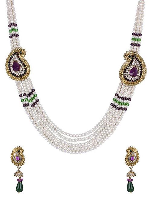 multi colored gold tone necklace & earrings set - 15641716 - Standard Image - 0