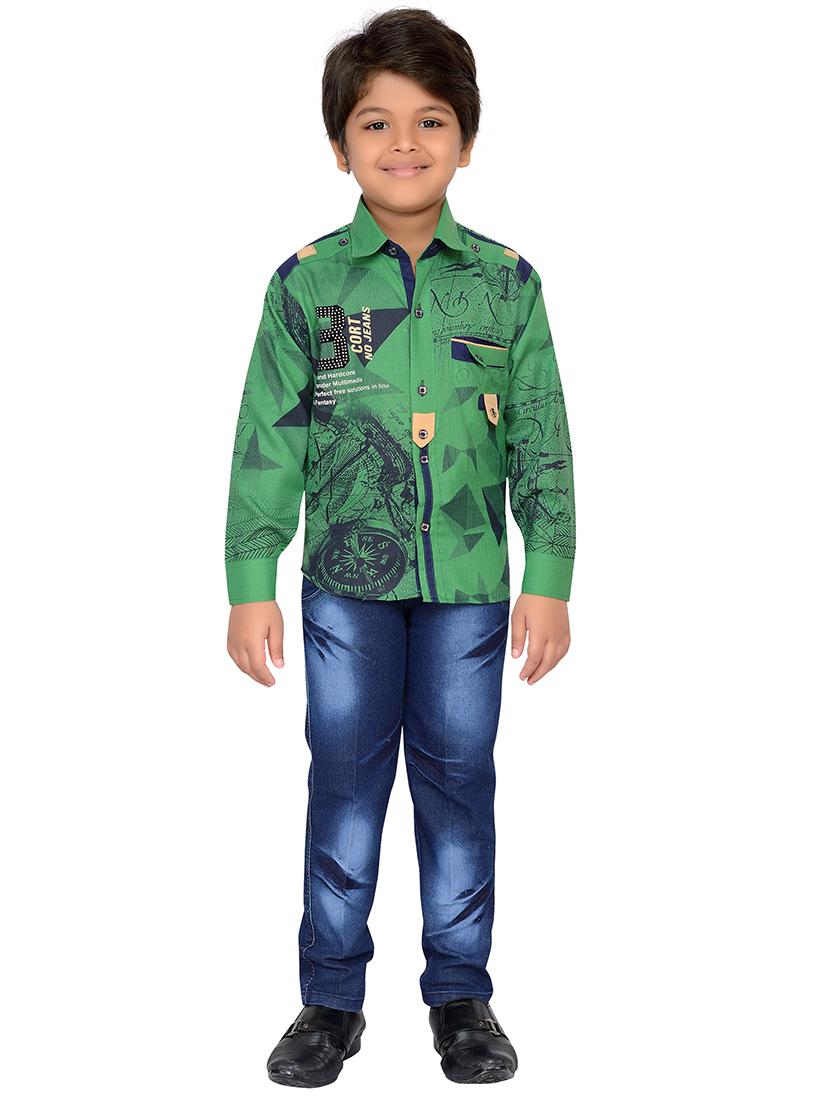 green cotton blend full length set - 15643431 - Standard Image - 3