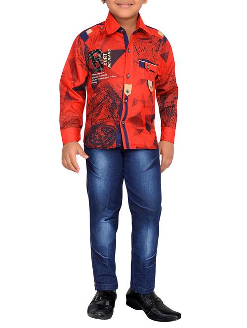 red cotton blend full length set - 15643432 - Standard Image - 0