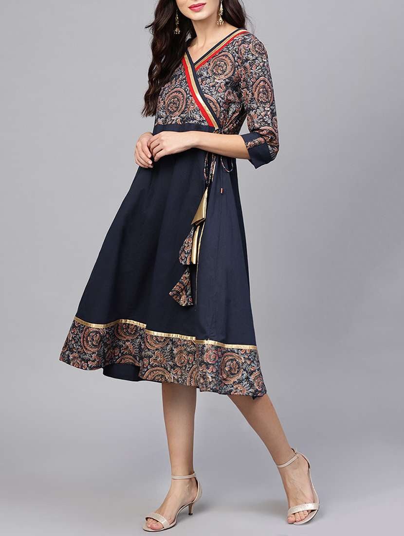 Angrekha printed dress with tassels