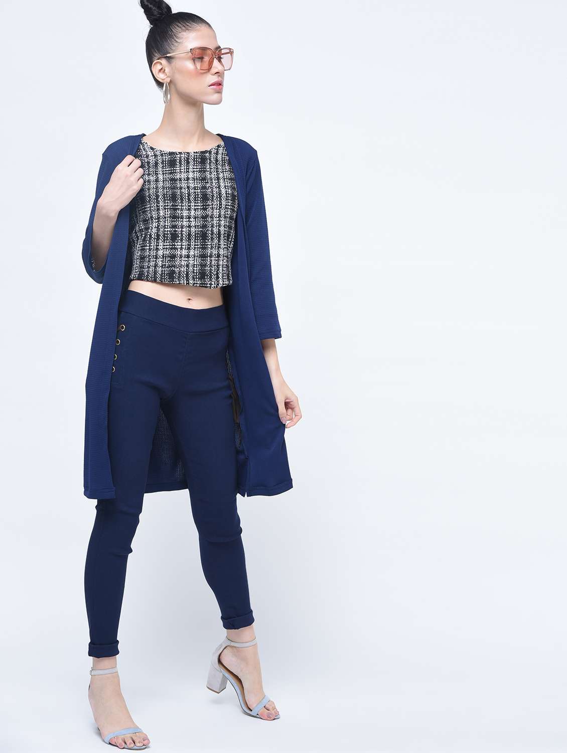 prussian blue side slit shrug