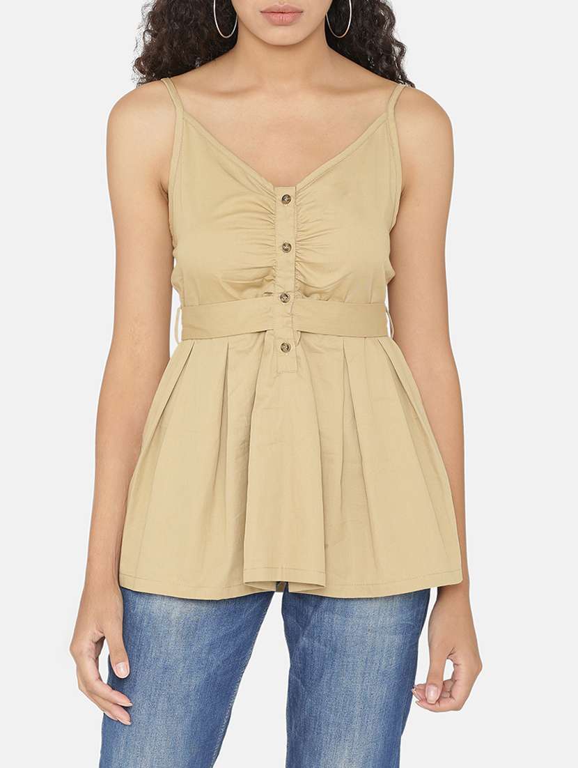 women's peplum shoulder strap top