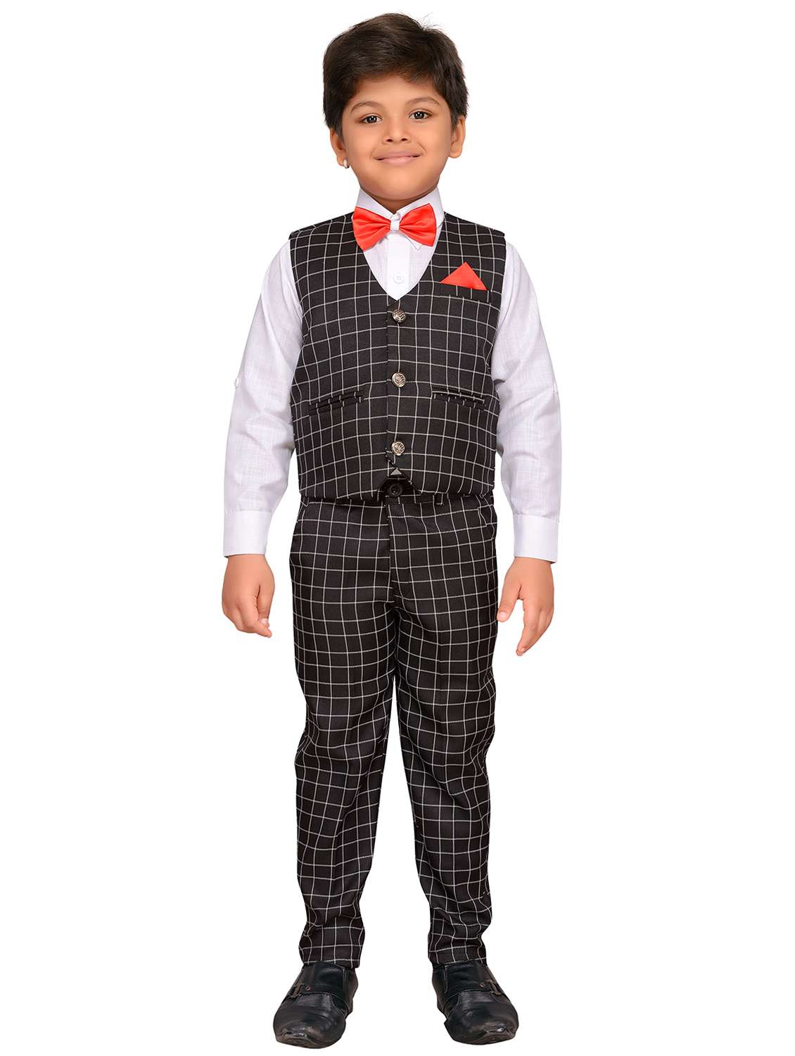 black cotton blend waistcoat suit set - 15646806 -  Standard Image - 3