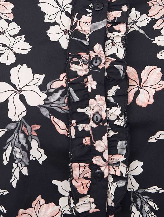 floral frill detailed back slit top - 15648305 - Standard Image - 3