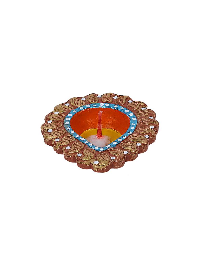 aapno rajasthan delicately carved terracotta diyas - set of 4 - 15649170 -  Standard Image - 3
