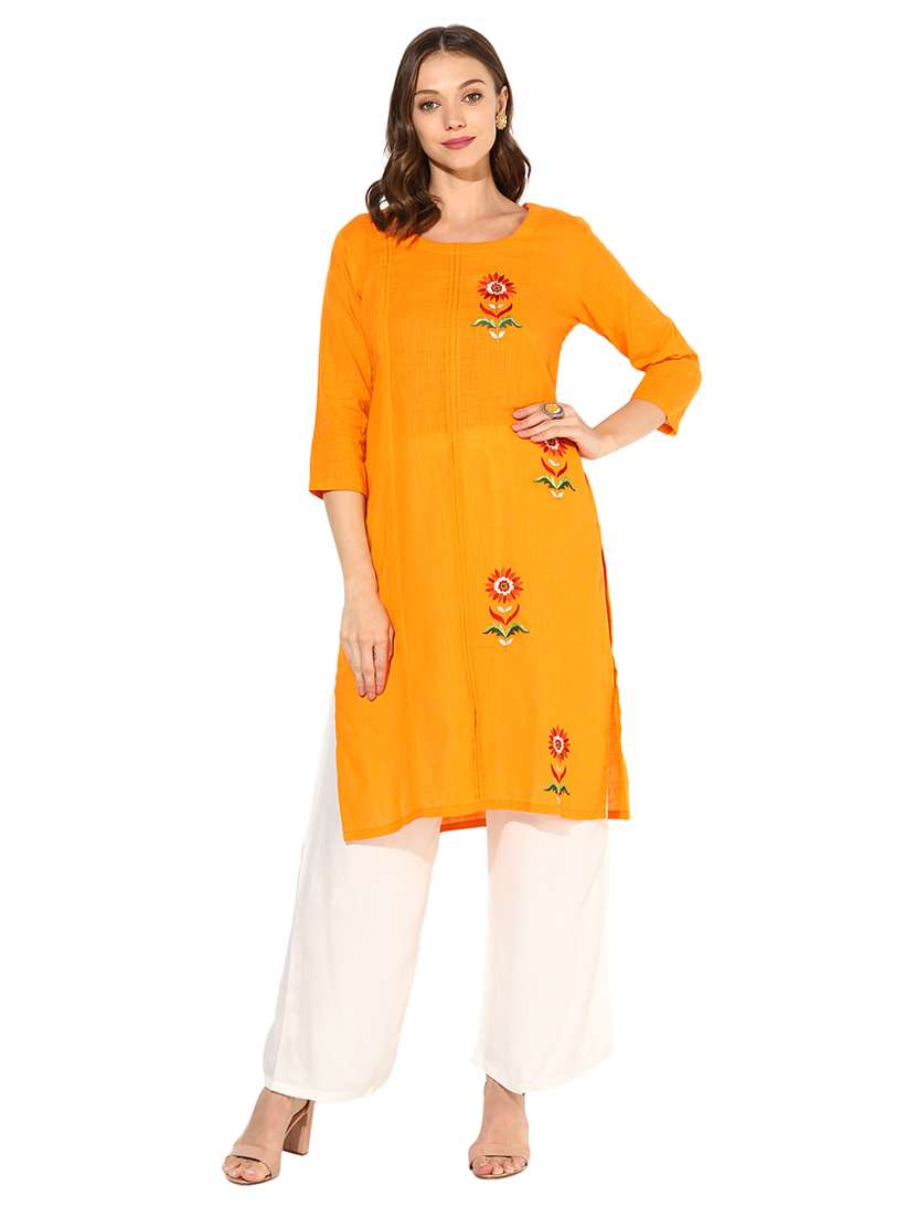 embroidered straight kurta