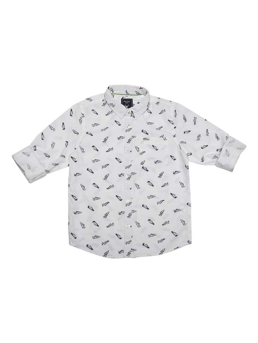 roll up sleeved quirky print shirt