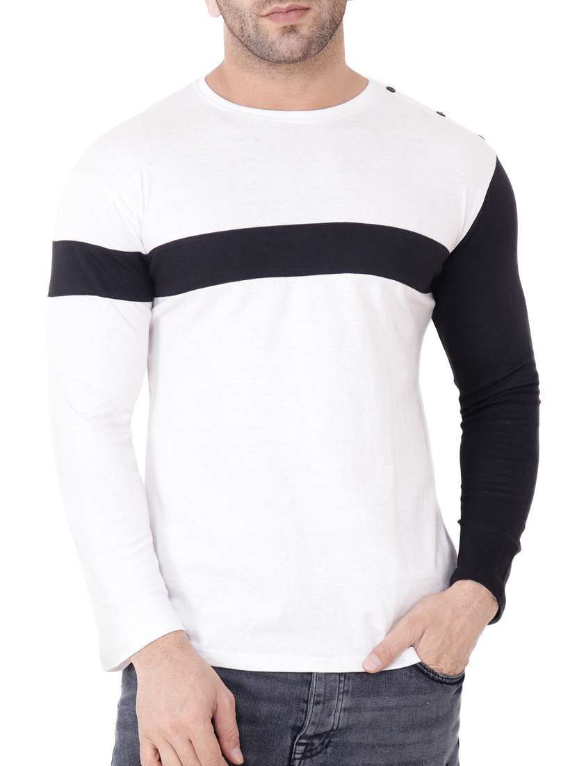 white color block t-shirt - 15651676 -  Zoom Image - 0
