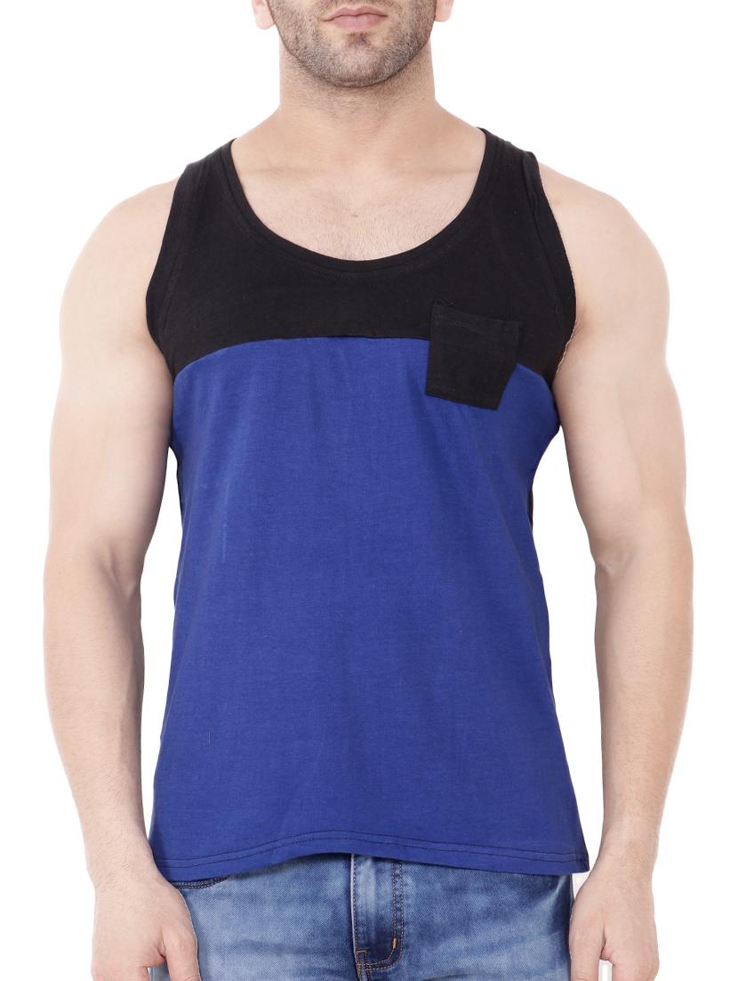 blue cotton color block t-shirt - 15651689 - Zoom Image - 0