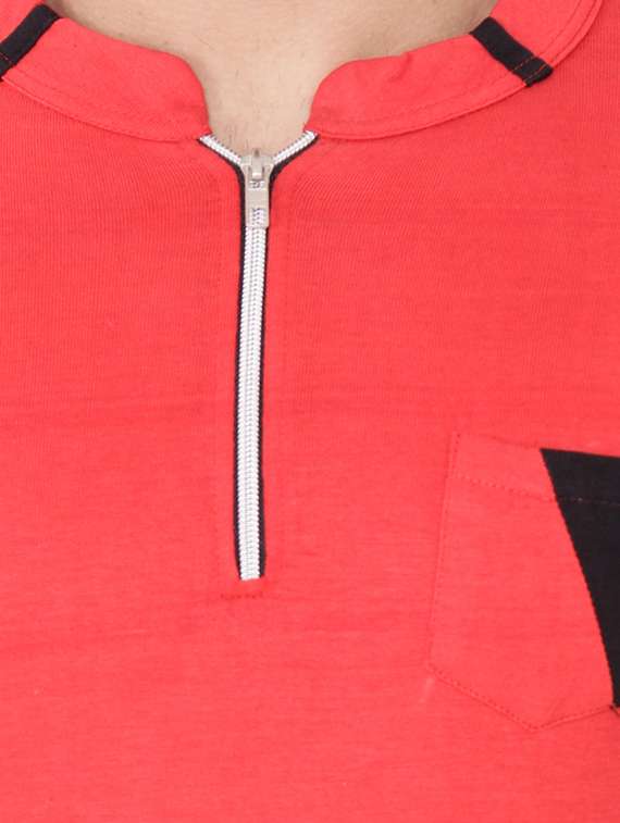 red cotton color block t-shirt - 15651708 - Standard Image - 3