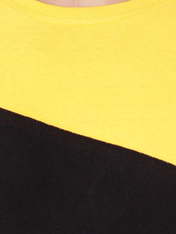 yellow cotton color block t-shirt - 15651751 - Standard Image - 3