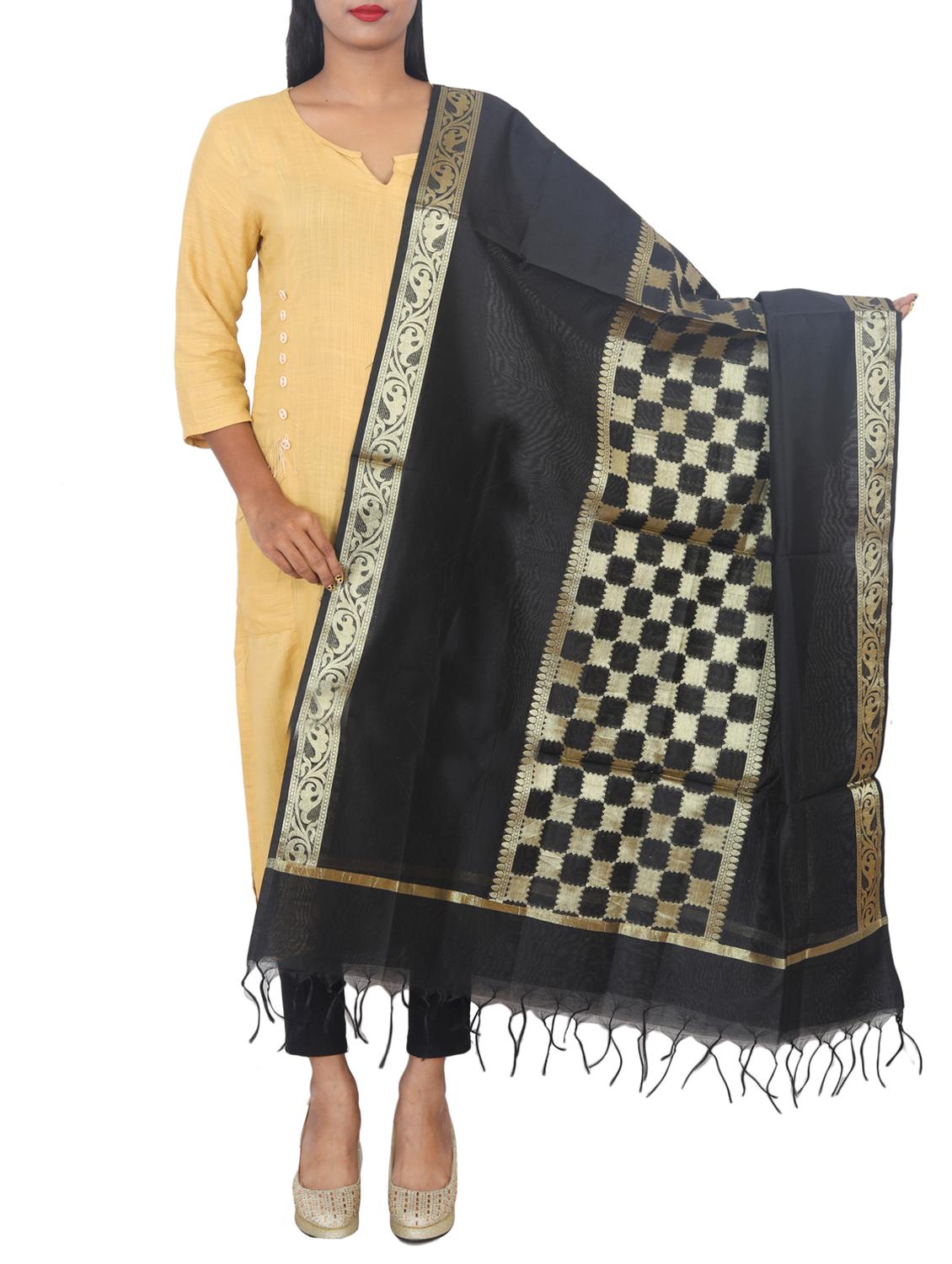 chanderi banarasi dupatta - 15652559 - Zoom Image - 0