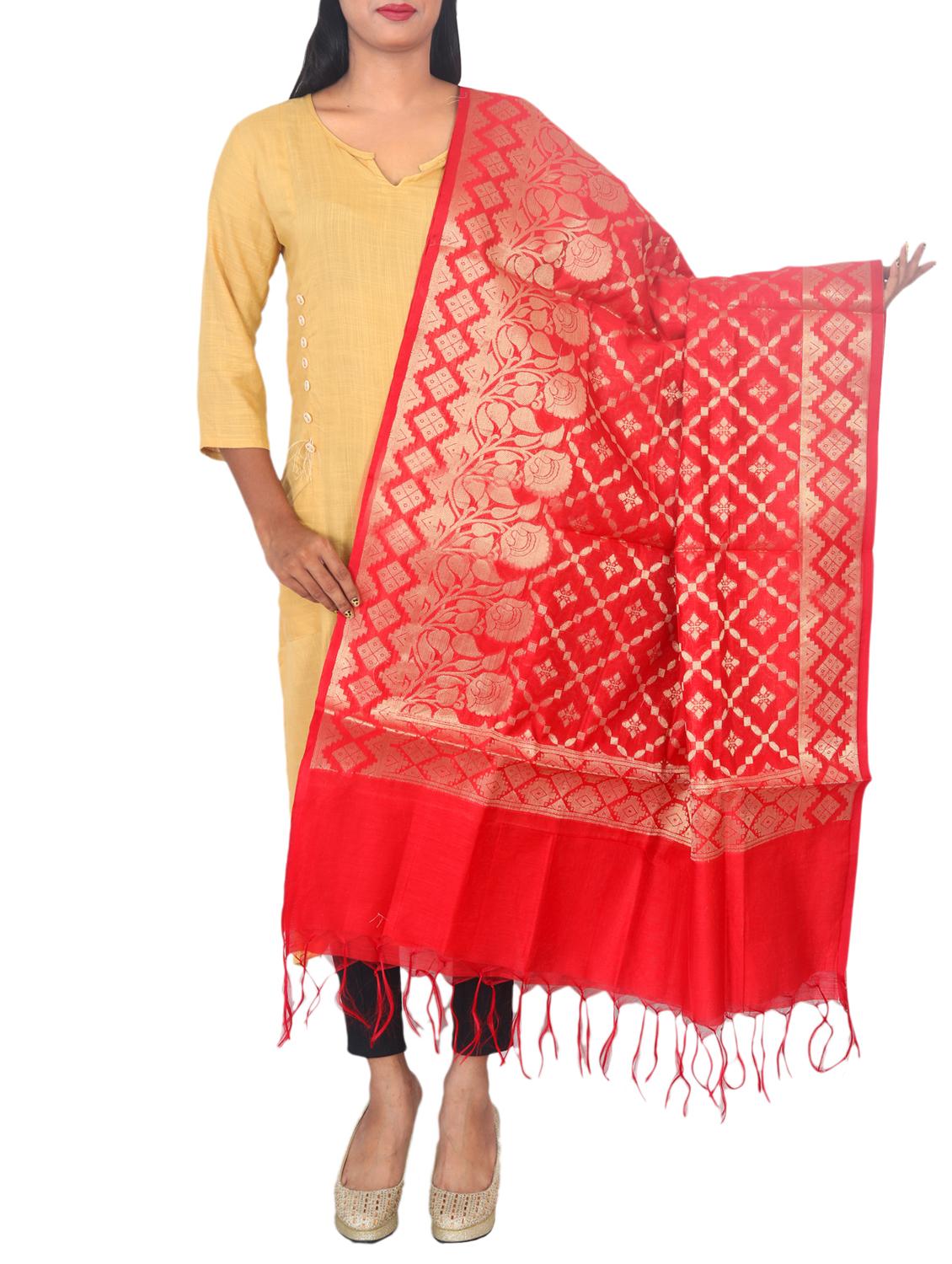 chanderi banarasi dupatta - 15652589 -  Zoom Image - 0