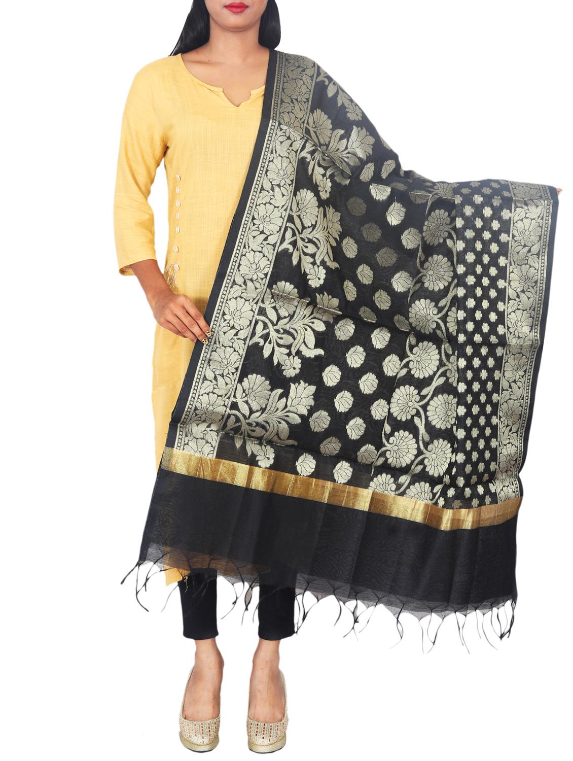 chanderi banarasi dupatta - 15652594 - Zoom Image - 0