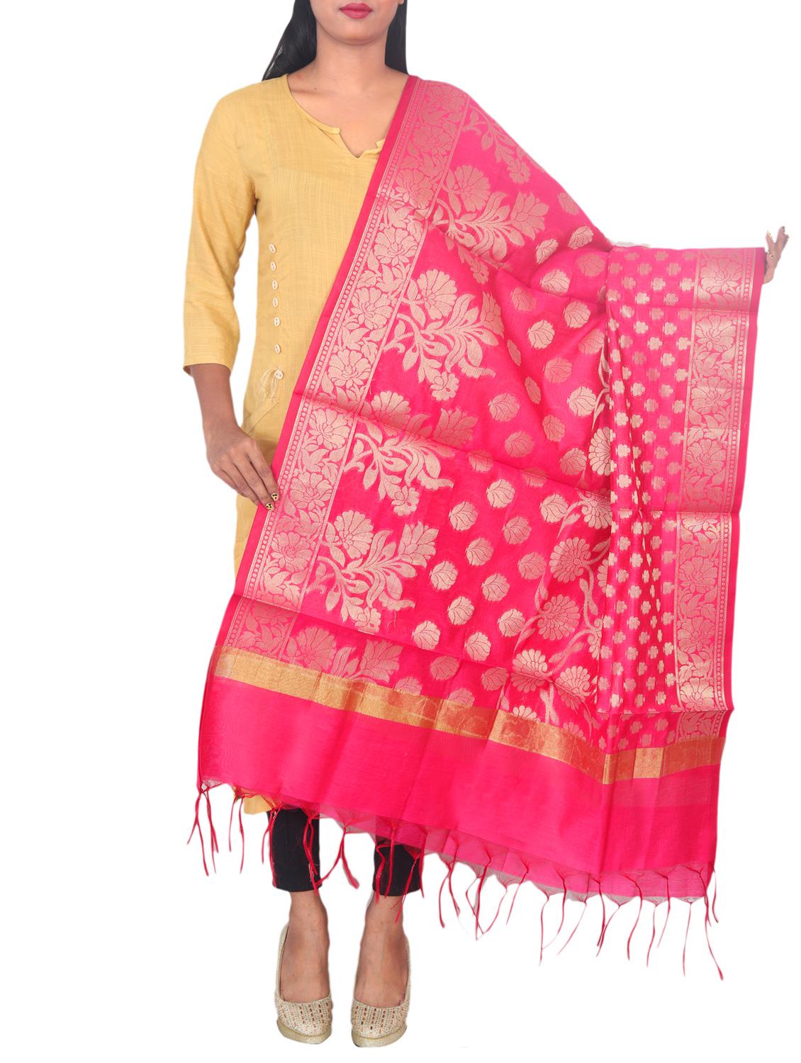 chanderi banarasi dupatta - 15652595 -  Zoom Image - 0