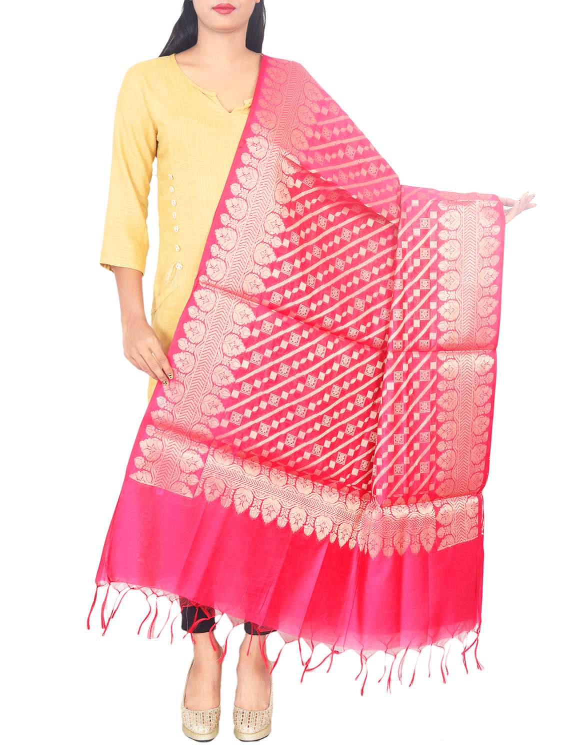 chanderi banarasi dupatta - 15652599 -  Zoom Image - 0