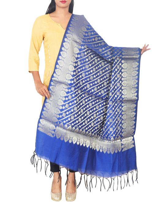 chanderi banarasi dupatta - 15652600 -  Standard Image - 0
