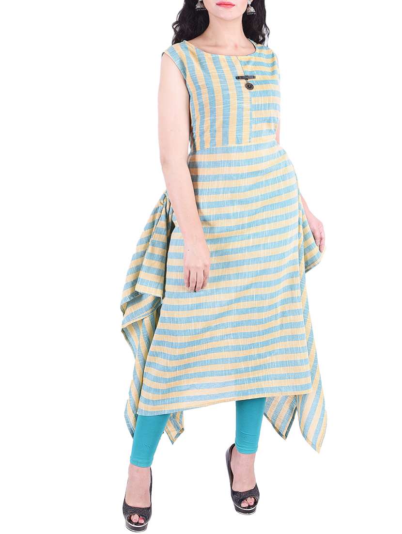 cowl  stripes asymmetric kurta