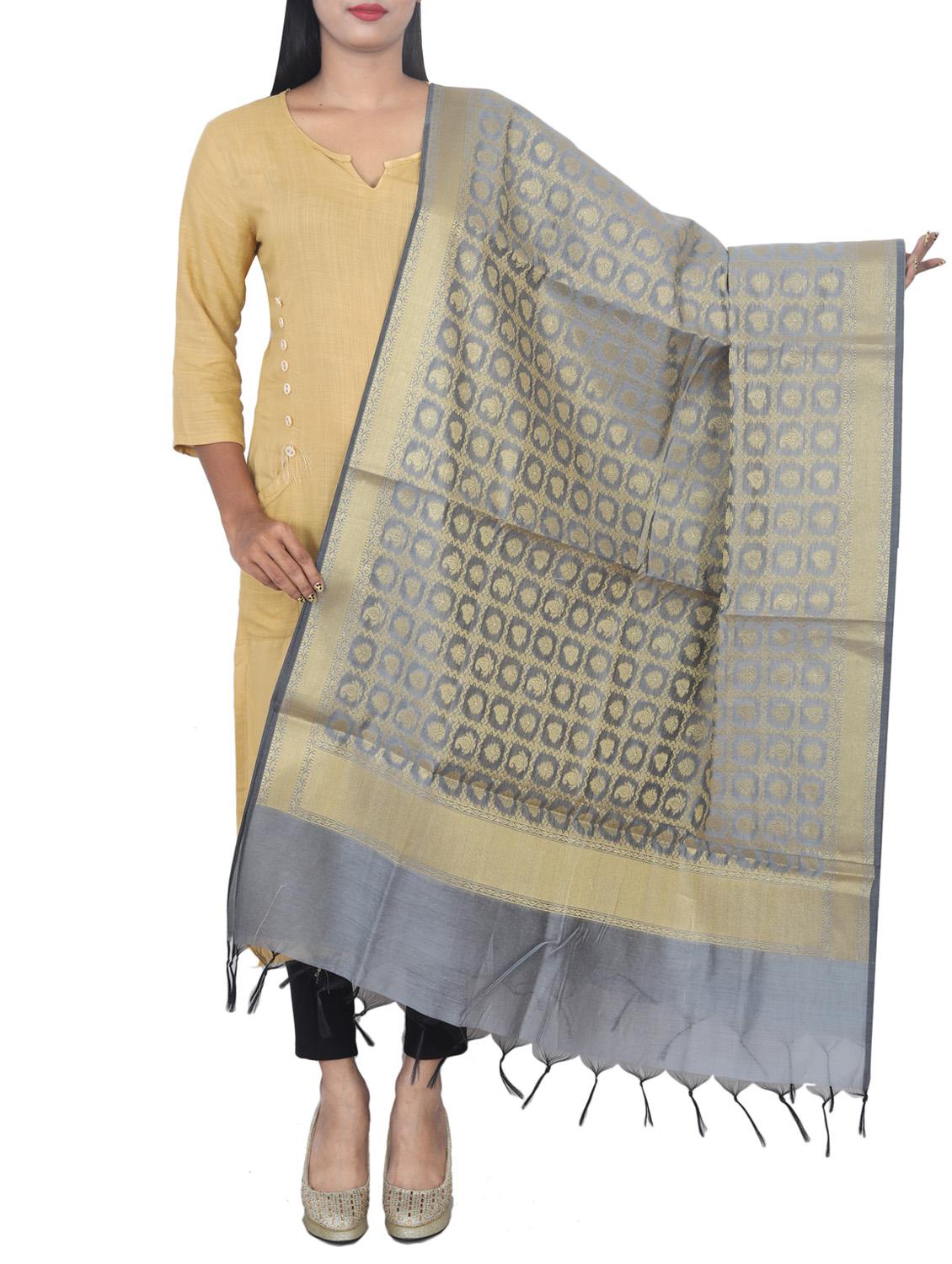 chanderi banarasi dupatta - 15652688 -  Zoom Image - 0