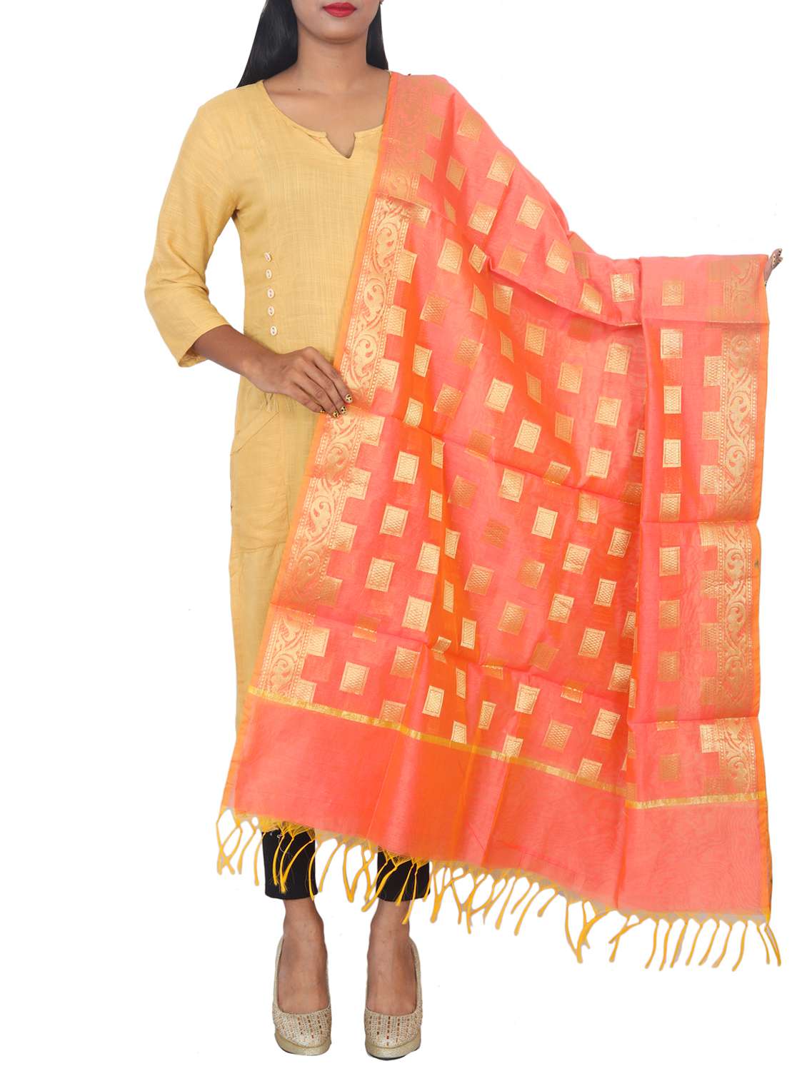 chanderi banarasi dupatta - 15652694 -  Zoom Image - 0