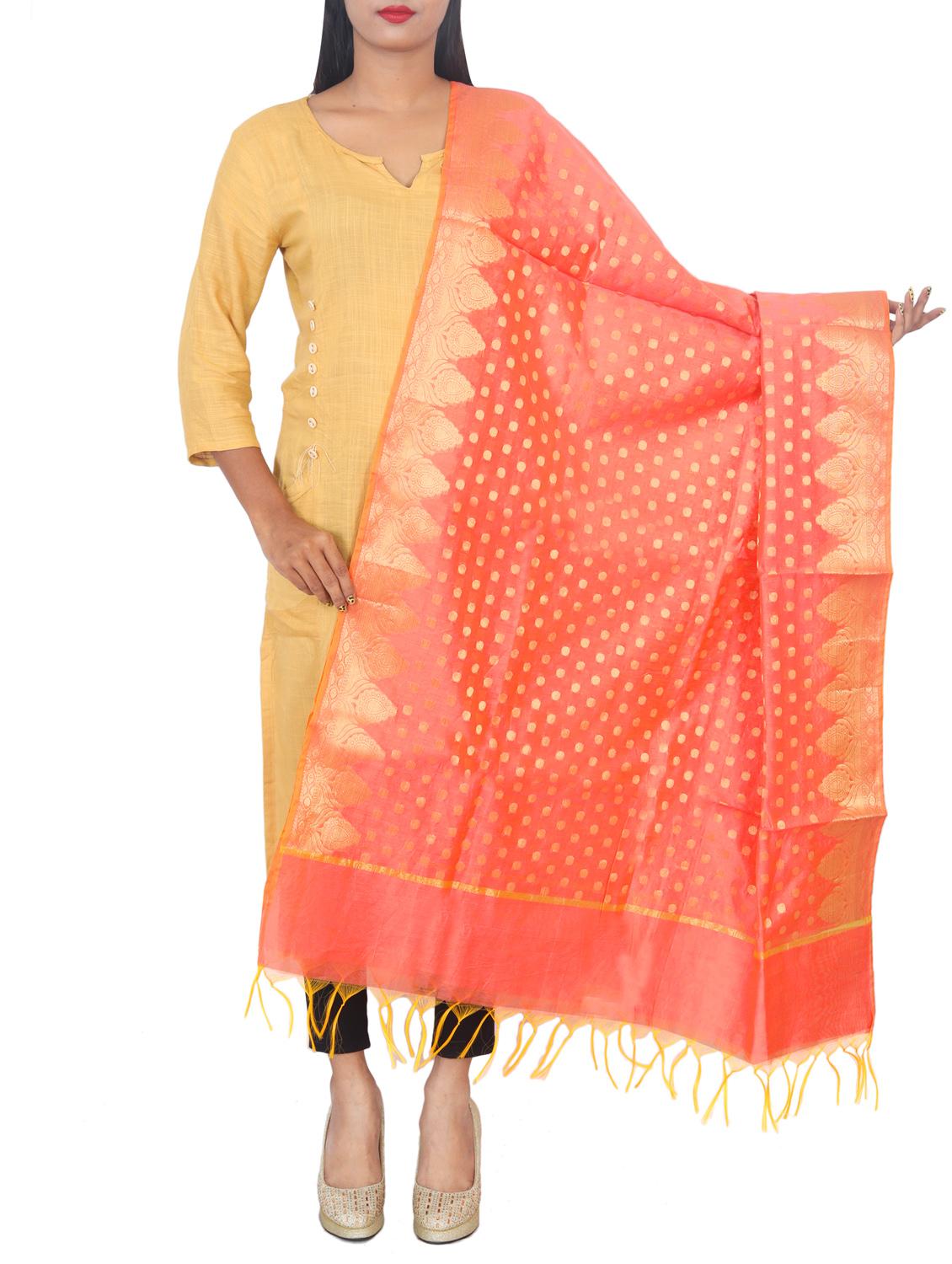 chanderi banarasi dupatta - 15652701 -  Zoom Image - 0