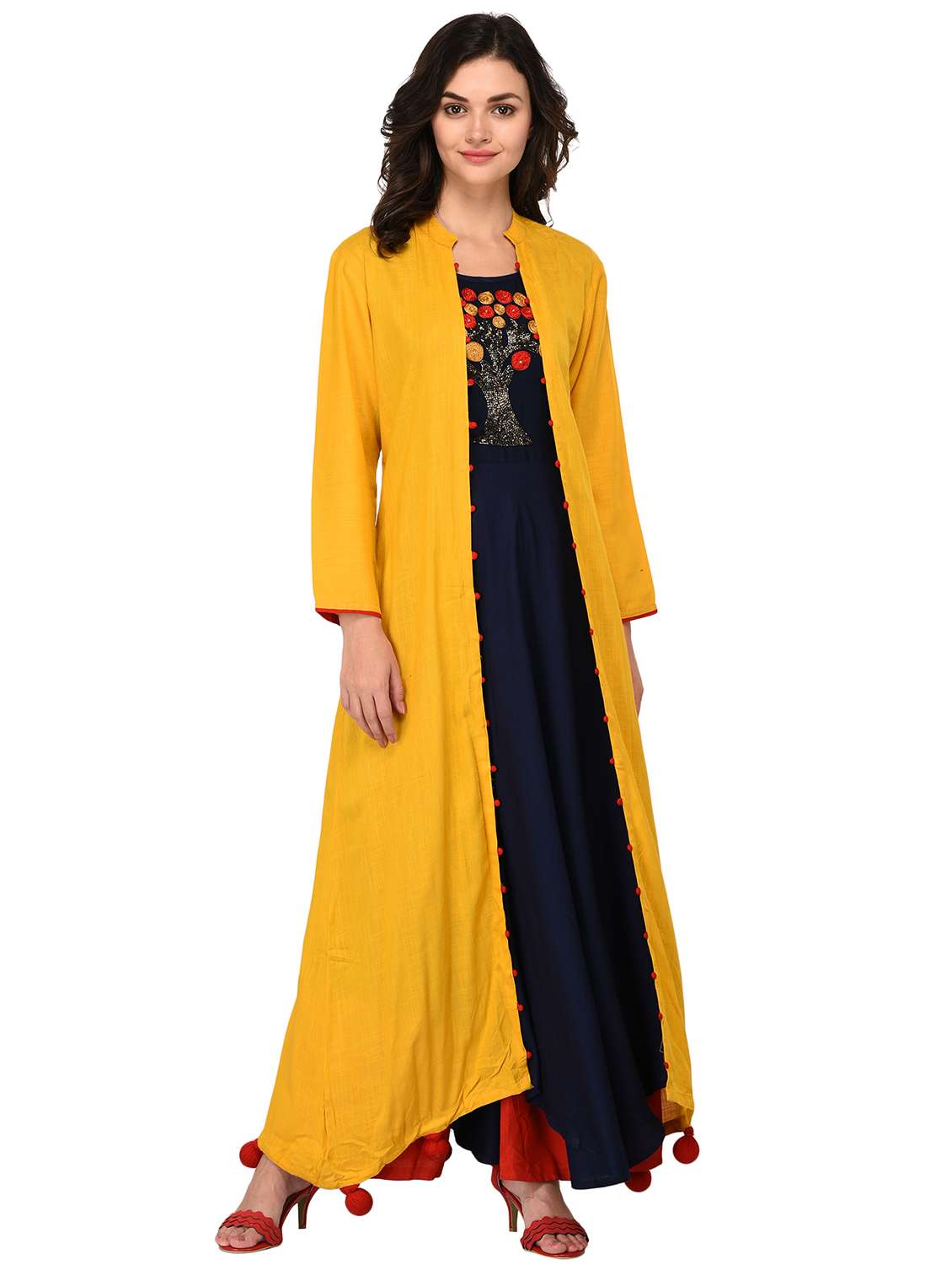 embroidered layered kurta