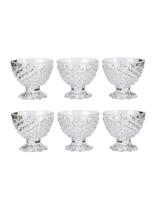 transparent glass ice cream bowl set of 6 with stand and self design - 15653013 - Standard Image - 0
