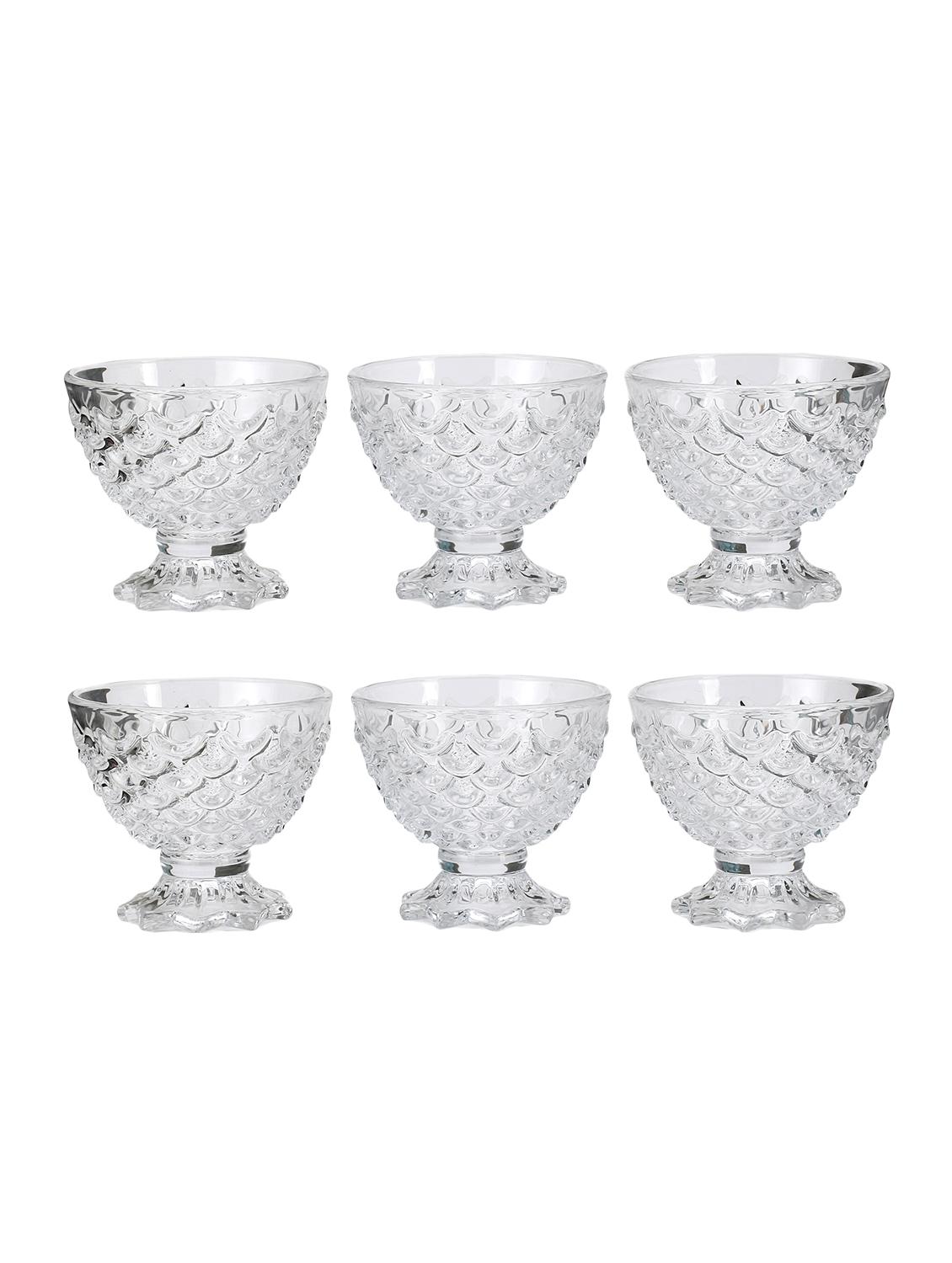 transparent glass ice cream bowl set of 6 with stand and self design - 15653013 - Zoom Image - 0