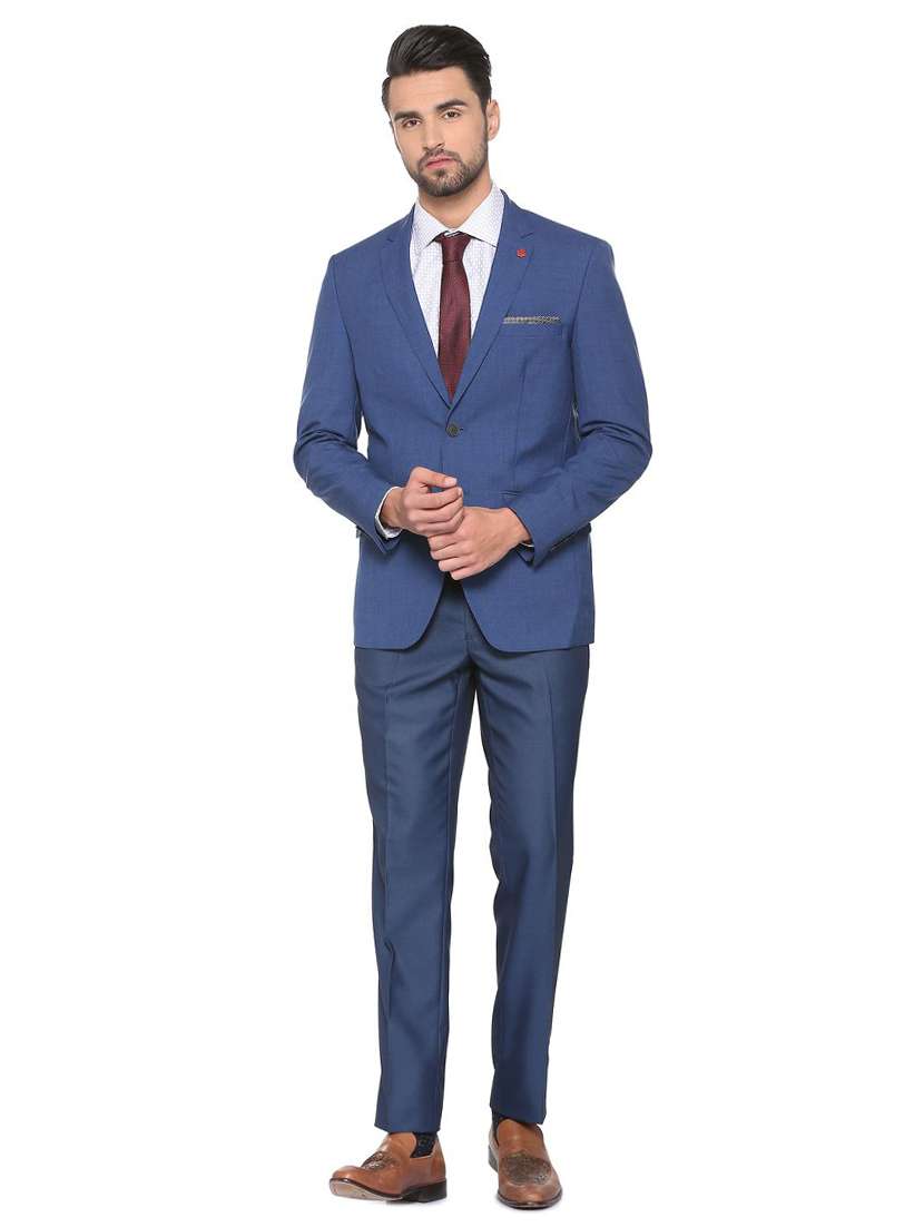 Buy online Blue Polyester Formal Blazer from Blazers for Men by - Main Image