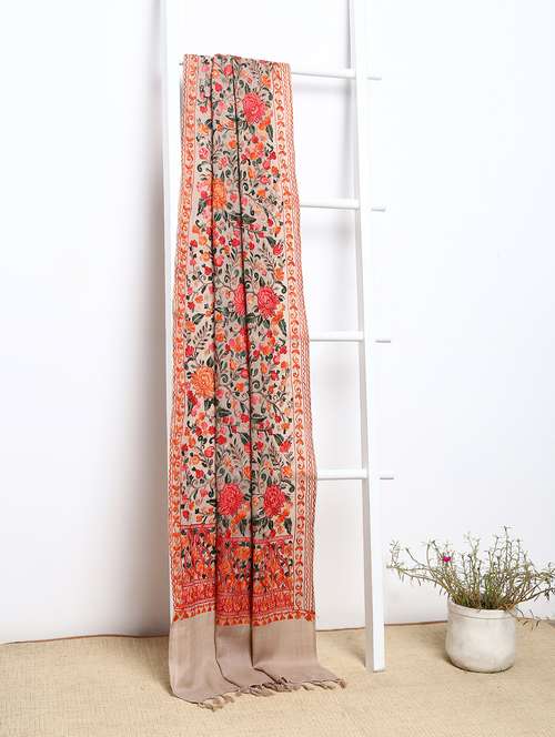 pashmina wool embroidered shawl - 15655291 - Standard Image - 0