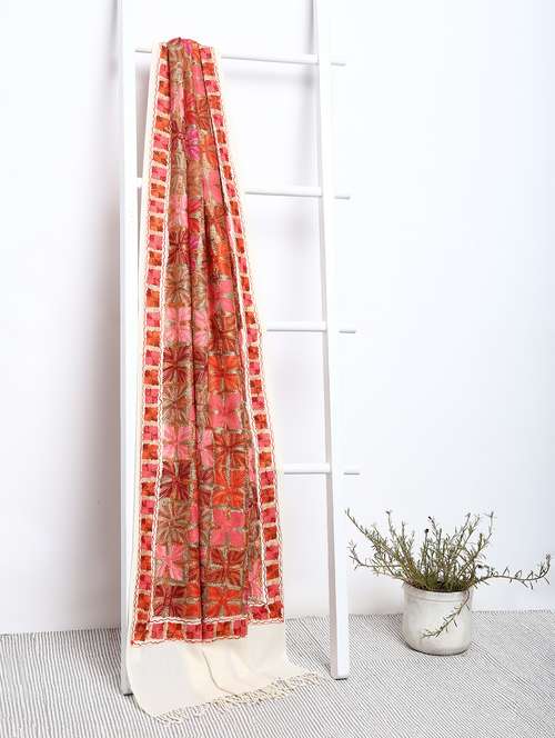 pashmina wool phulkari embroidery shawl - 15655300 -  Standard Image - 0