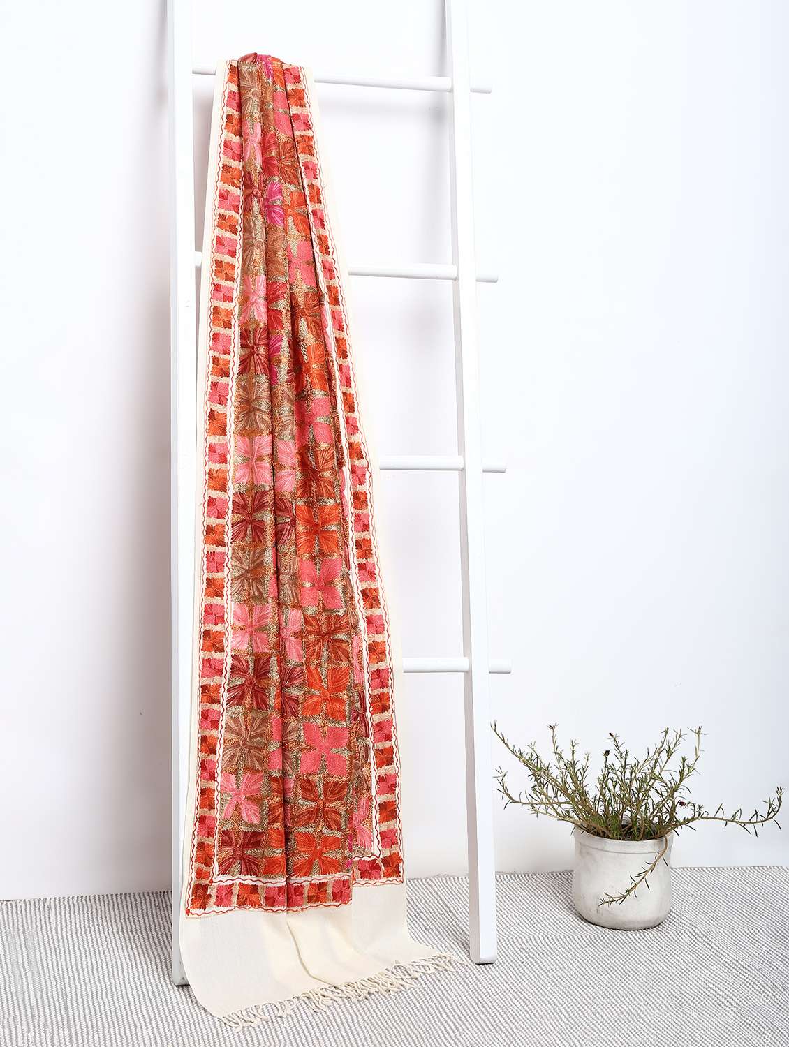pashmina wool phulkari embroidery shawl - 15655300 -  Zoom Image - 0