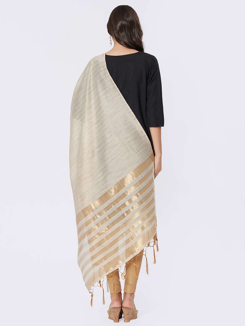 zari self-design plain dupatta - 15657896 -  Standard Image - 3