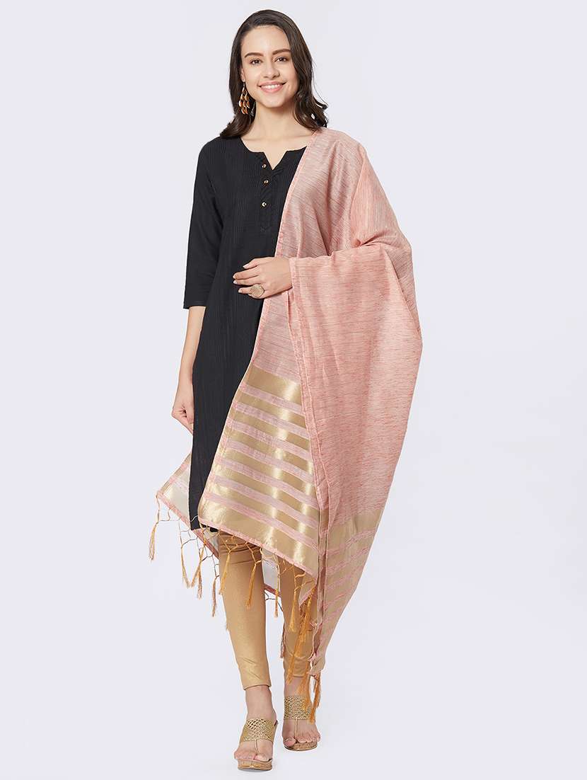 zari self-design plain dupatta - 15657899 - Zoom Image - 0